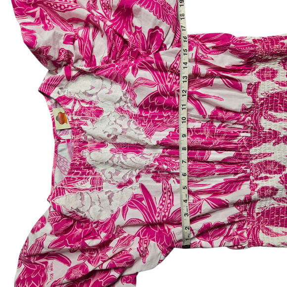 Farm Rio Tropical Woodcut Mini Pink Dress Size: L - Picture 5 of 8